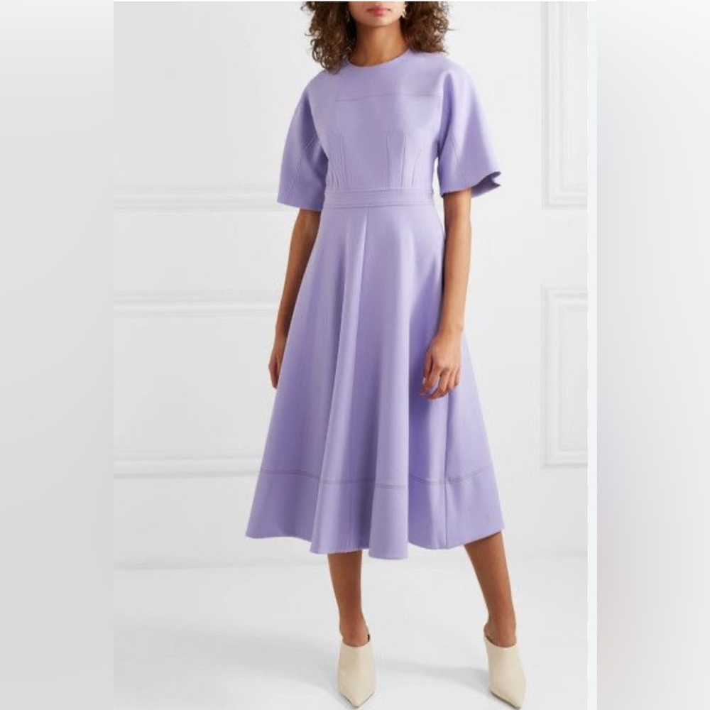 Roksanda Maja Round-neck Crepe Midi Dress In Lilac